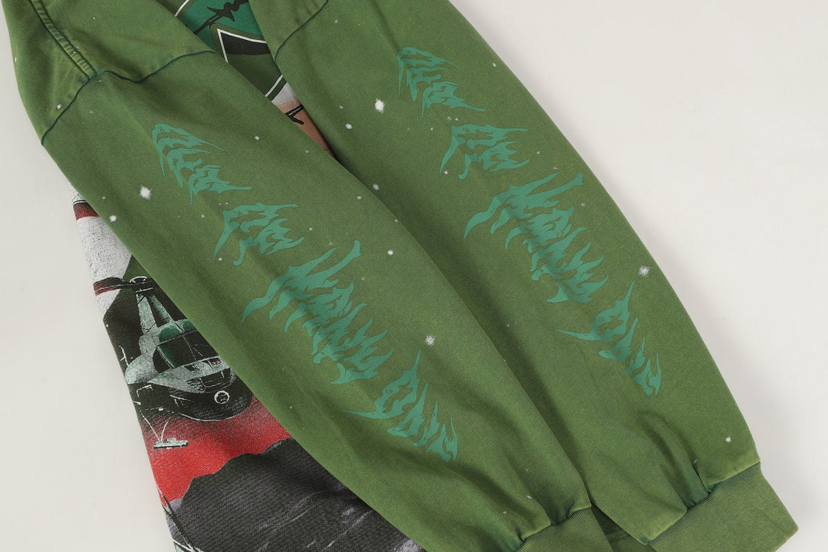 Godspeed Washed Olive Aircraft Graphic Long-Sleeve T-Shirt