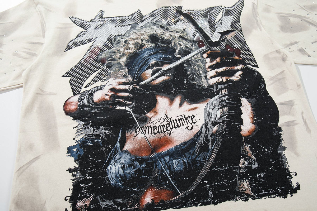 BKYS Revival Rhinestone Portrait Graphic T-Shirt